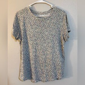 Old Navy Gray and Purple Floral Short Sleeve Tee